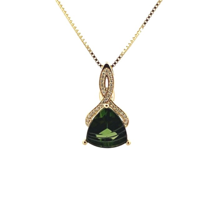 Green Tourmaline & Diamond Pendant