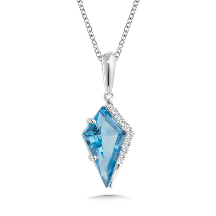 Blue Topaz & Diamond Pendant