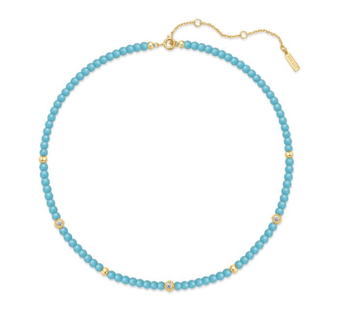 Gold Plated Turquoise & CZ Necklace